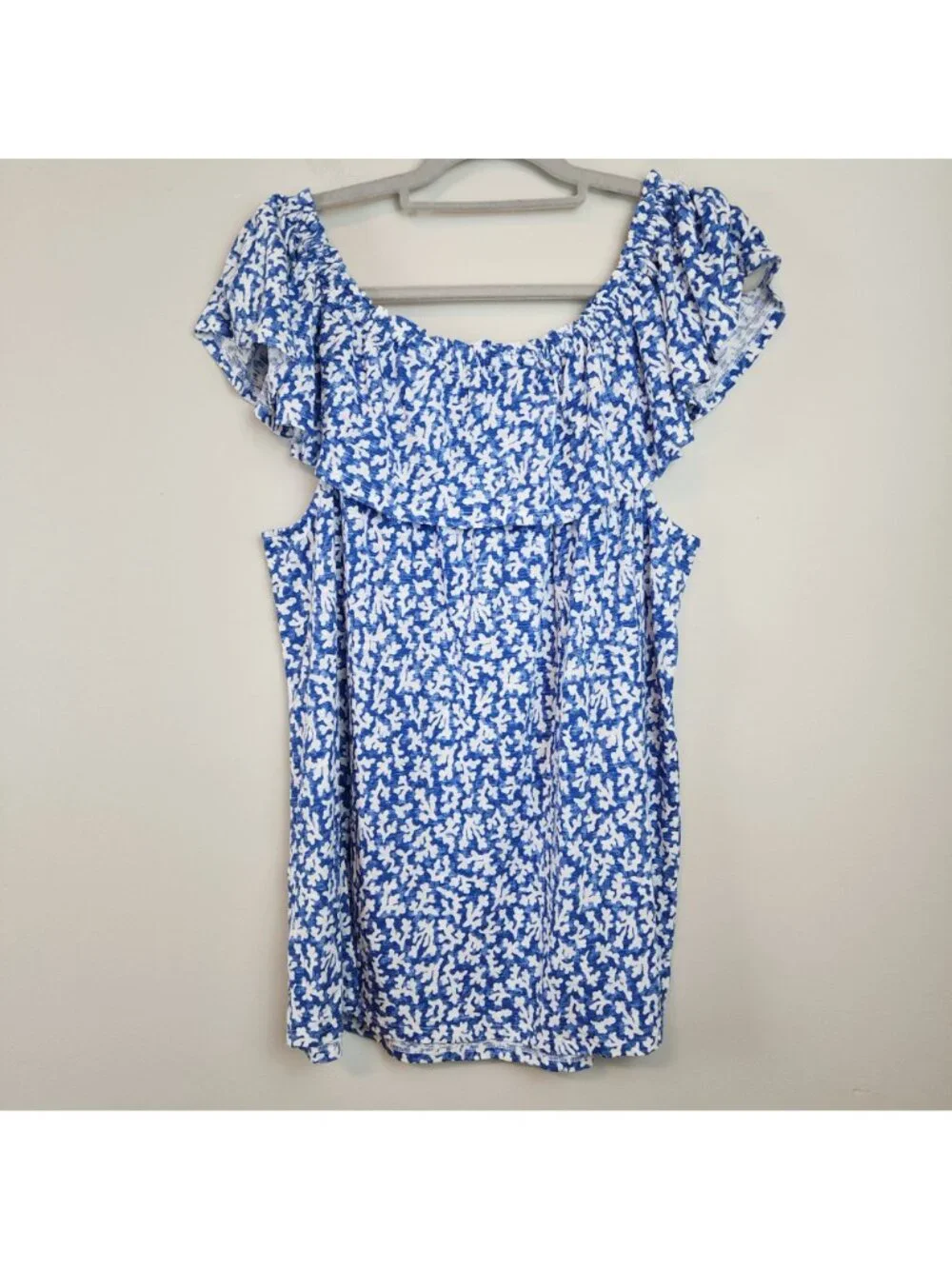 J.Jill Women  Blue  White  Off-Shoulder Top 2X plus size  Cotton Modal Blend NEW